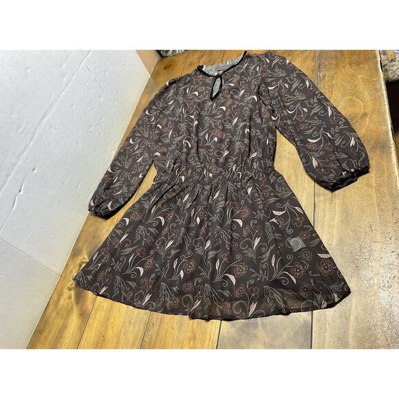 DOUBLE D RANCH Floral Brown Sheer Cottage Core Size Medium Boho - Picture 1 of 10